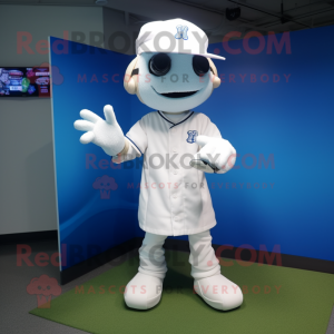 White Doctor mascot costume character dressed with a Baseball Tee and Hats