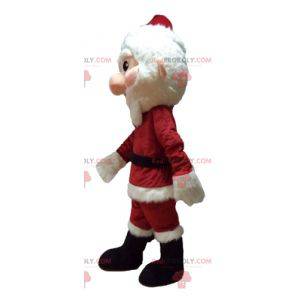 Mascota de Santa Claus vestida de rojo y blanco con barba -