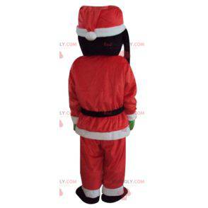 Mascotte Pippo vestito con un abito di Babbo Natale -