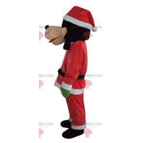 Mascotte Pippo vestito con un abito di Babbo Natale -