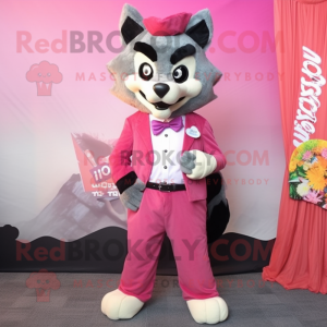 Pink Wolf maskot kostume...