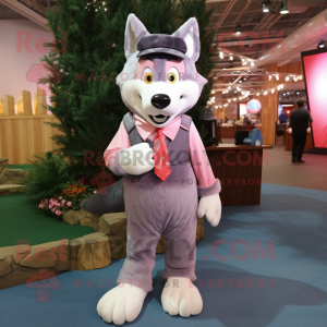 Pink Wolf maskot kostume...