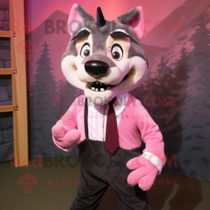 Pink Wolf maskot kostym...