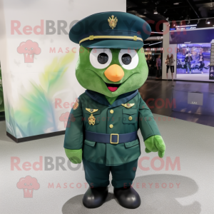Green Navy Soldier mascot costume character dressed with a Jacket and Clutch bags