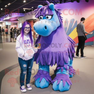 Purple Quagga mascot costume character dressed with a Boyfriend Jeans and Anklets