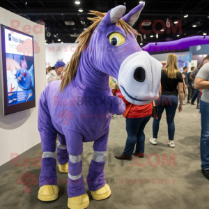 Purple Quagga mascot costume character dressed with a Boyfriend Jeans and Anklets