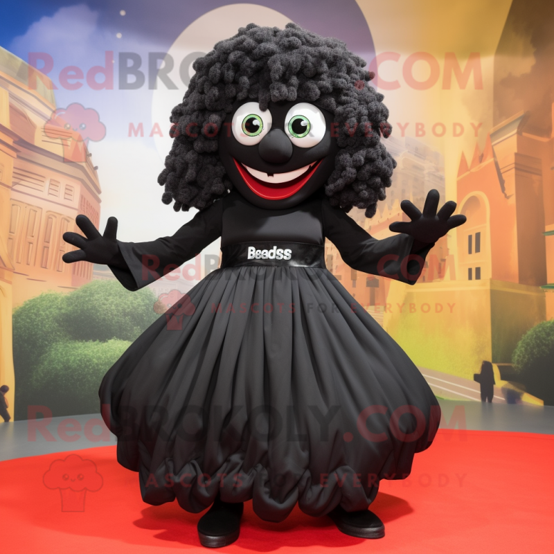 Black Medusa mascot costume character dressed with a Culottes and Foot pads Black Medusa mascot costume character dressed with a Culottes and Foot pads