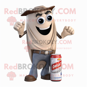 Beige Soda Can maskot...