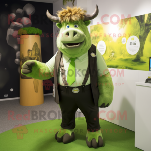 Lime Green Bison mascotte...