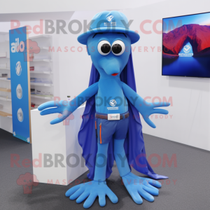 Blue Squid mascotte kostuum...