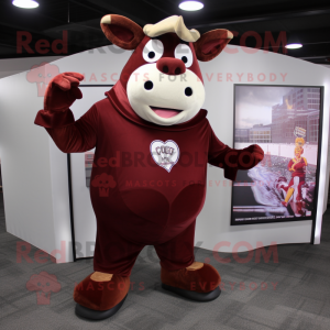 Maroon Hereford Cow maskot...