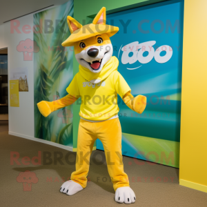 Gul Dingo maskot kostume...