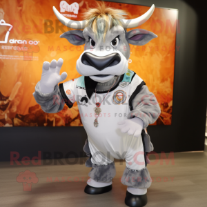 nan Zebu mascot costume character dressed with a Graphic Tee and Keychains