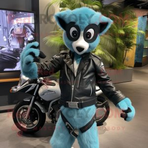 Cyan Lemur maskot kostume...