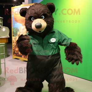 Green Spectacled Bear mascot costume character dressed with a Cargo Pants and Gloves