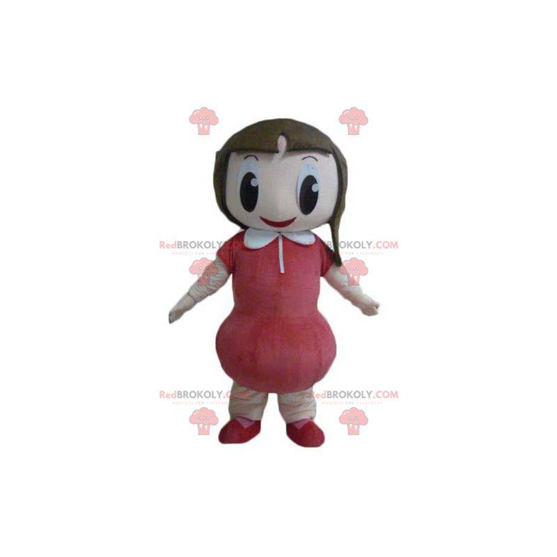 Velmi usměvavá dívka maskot s červenými šaty - Redbrokoly.com Velmi usměvavá dívka maskot s červenými šaty - Redbrokoly.com