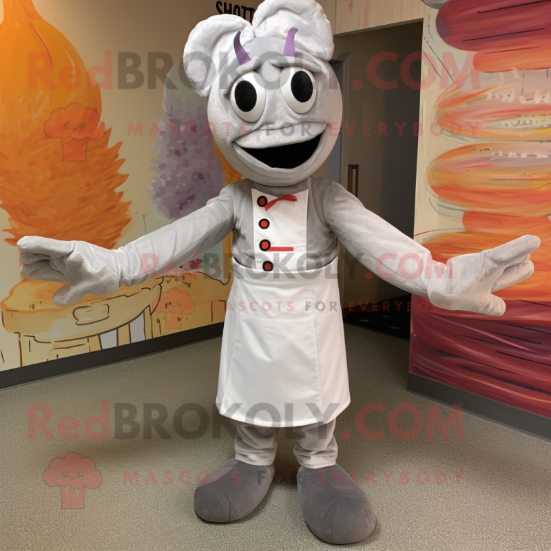 Gray Shrimp Scampi mascot costume character dressed with a Long Sleeve Tee and Cummerbunds Gray Shrimp Scampi mascot costume character dressed with a Long Sleeve Tee and Cummerbunds