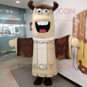 Cream Bbq Ribs mascot costume character dressed with a Sheath Dress and Shawls