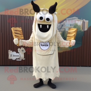 Cream Bbq Ribs mascot costume character dressed with a Sheath Dress and Shawls