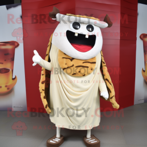 Cream Bbq Ribs mascot costume character dressed with a Sheath Dress and Shawls