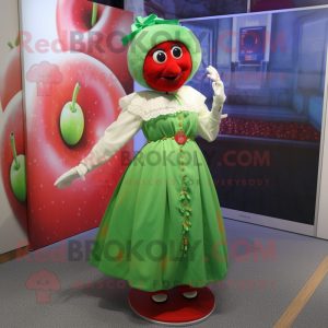 nan Apple mascot costume character dressed with a A-Line Skirt and Anklets
