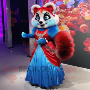 Blå Rød Panda maskot...