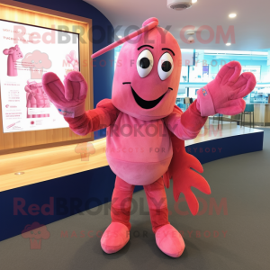 Pink Lobster maskot kostume...