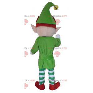 Mascotte de lutin d'elfe habillé en vert blanc et rouge -