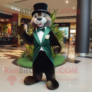 Olive Otter mascot costume character dressed with a Tuxedo and Keychains