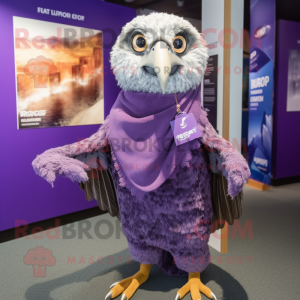 Purple Haast'S Eagle mascot costume character dressed with a Shift Dress and Scarf clips