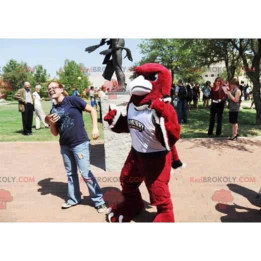 Black and white red eagle mascot in sportswear - Redbrokoly.com