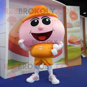 Peach Ring Master mascot costume character dressed with a Running Shorts and Foot pads
