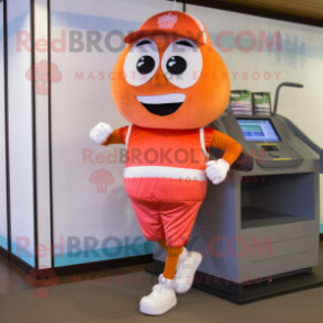 Peach Ring Master mascot costume character dressed with a Running Shorts and Foot pads