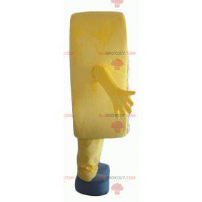 Mascota de teléfono celular amarillo gigante y sonriente -
