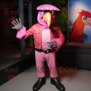 Pink Macaw maskot kostume...