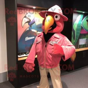 Roze Macaw mascotte kostuum...