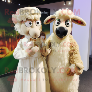 Beige Ram maskot kostume...