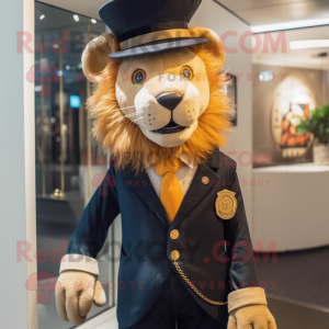 nan Tamer Lion mascot costume character dressed with a Suit and Berets