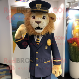 nan Tamer Lion mascot costume character dressed with a Suit and Berets