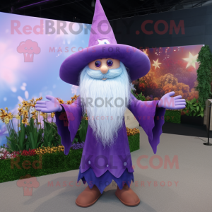 Lavender Wizard mascot costume character dressed with a Bikini and Hat pins