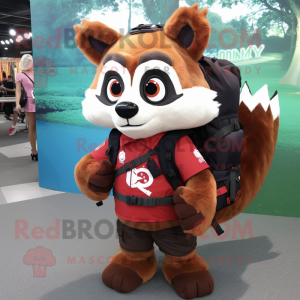 Red Raccoon maskot kostume...