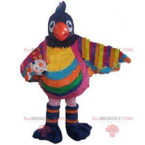 Grote veelkleurige vogel mascotte met een bal - Redbrokoly.com