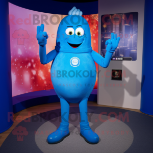 Blue Aglet mascot costume character dressed with a Bodysuit and Bracelet watches