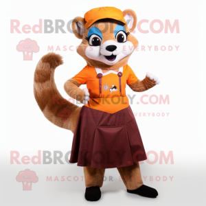 Rust Ferret mascot costume character dressed with a A-Line Dress and Shoe laces