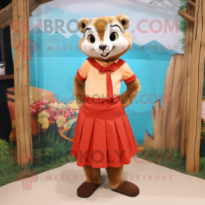 Rust Ferret mascot costume character dressed with a A-Line Dress and Shoe laces