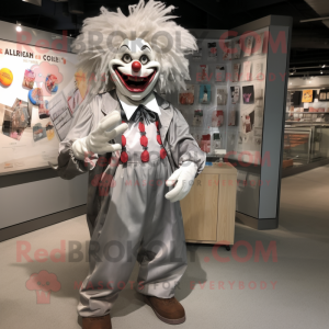 Silver Evil Clown mascot costume character dressed with a Poplin Shirt and Wallets