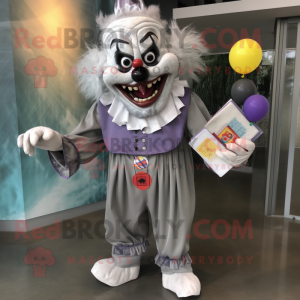 Silver Evil Clown mascot costume character dressed with a Poplin Shirt and Wallets