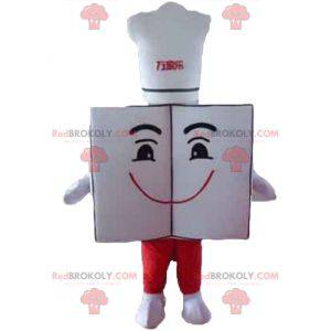 Giant and smiling restaurant menu mascot with a chef's hat -