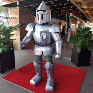 Silver Medieval Knight mascot costume character dressed with a T-Shirt and Ties