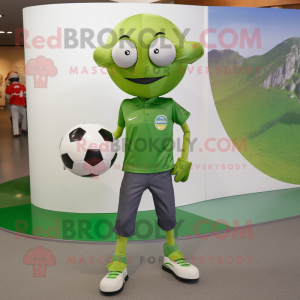 Olive Soccer Ball mascot costume character dressed with a Skinny Jeans and Briefcases